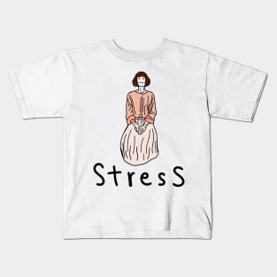 Aesthetic Stressful Girl Kids T-Shirt